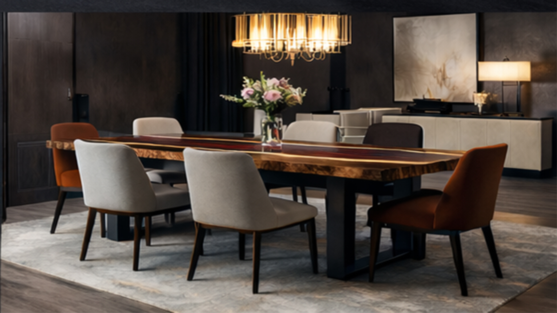 1 Midnight Tide Epoxy Resin Dining Table - Image 1