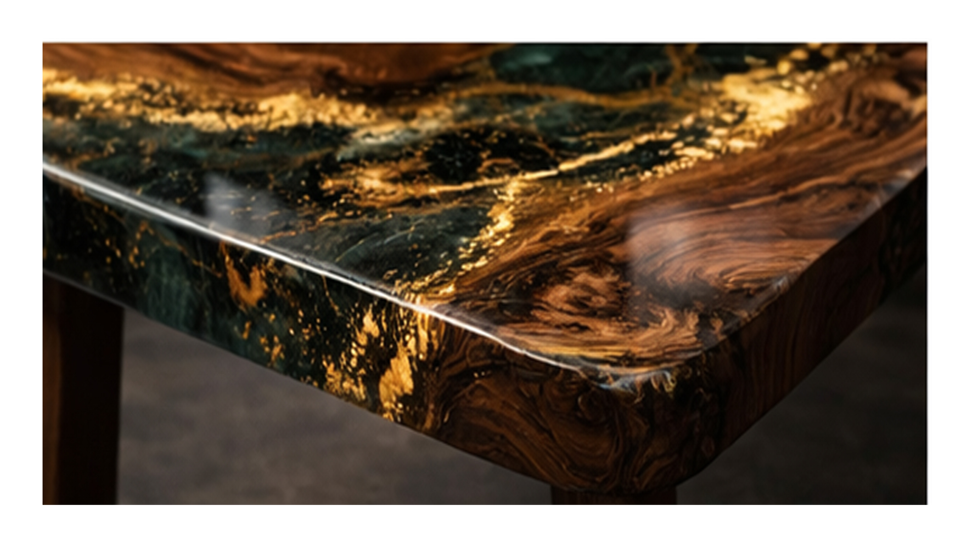 6 Gilded Vein Epoxy Resin Dining Table - Image 1