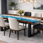 Crystal Tide Epoxy Resin Dining Table