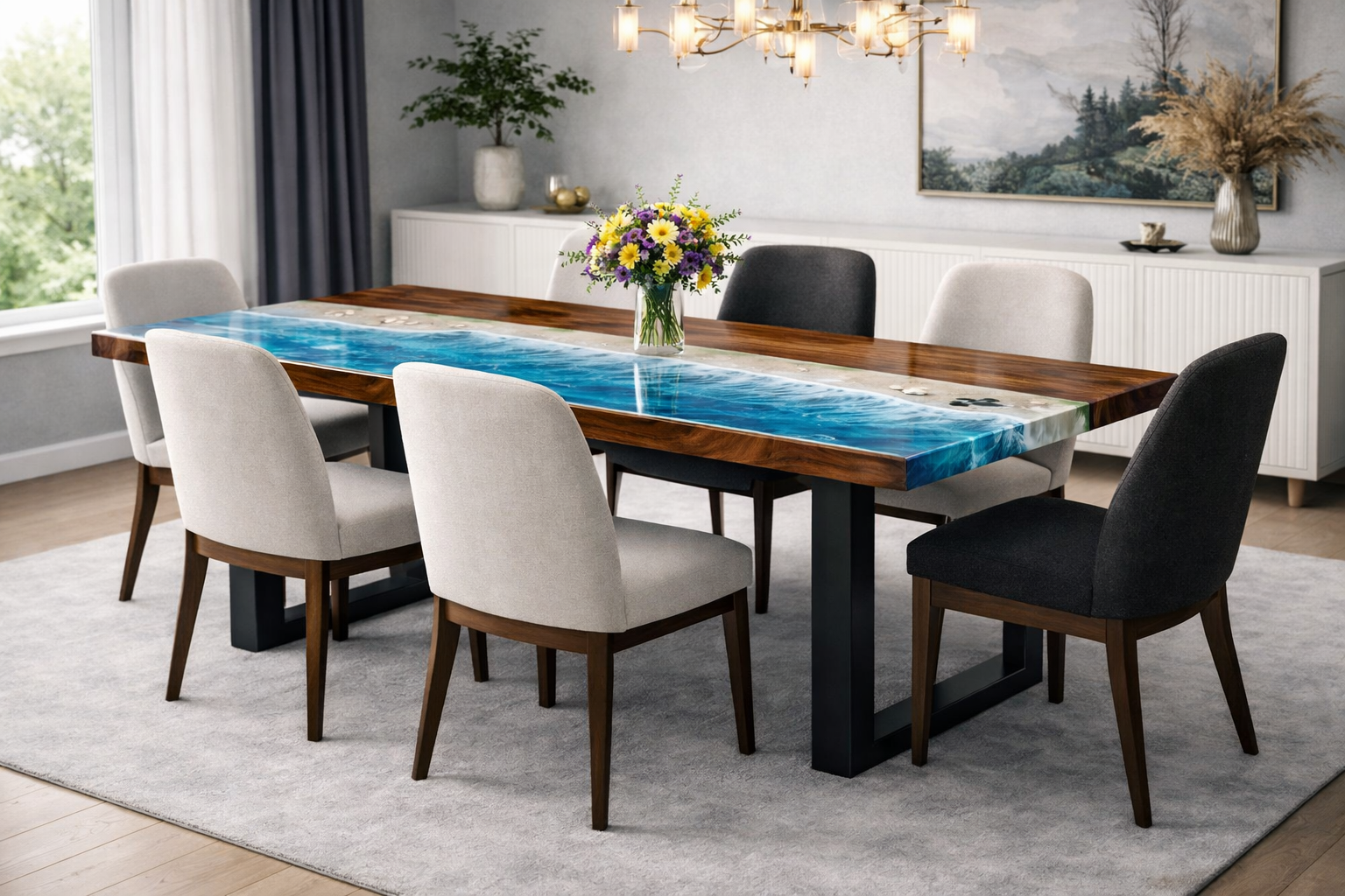 ChatGPT Image Jan 2, 2026, 01_05_52 AM Crystal Tide Epoxy Resin Dining Table - Image 1
