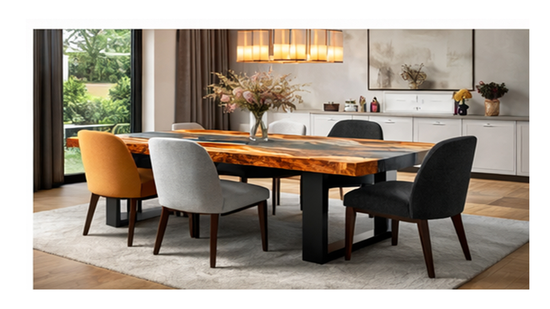 Processed_Image_Final_4K_8 Molten River Epoxy Resin Dining Table - Image 1